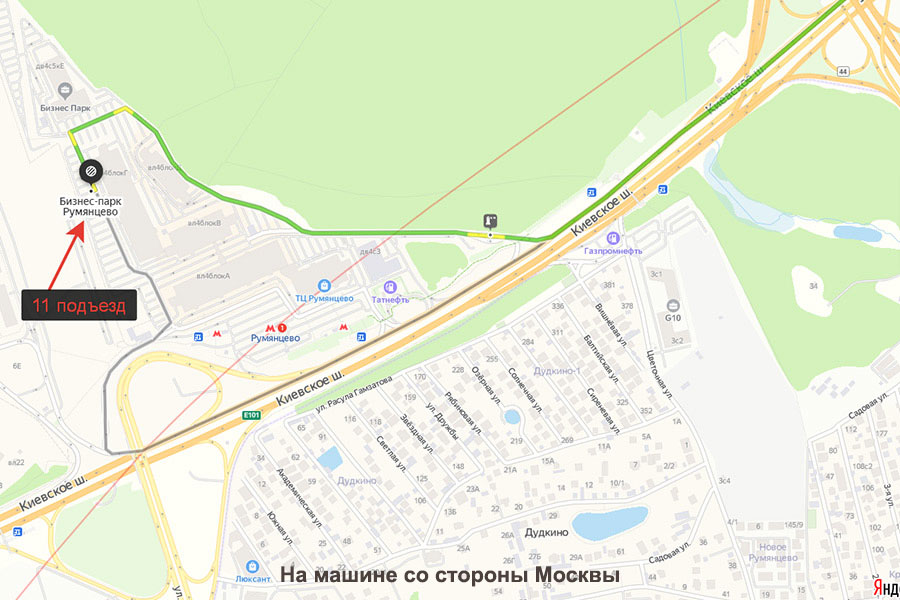 Схема проезда на машине из Москвы
